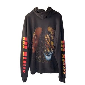 Bob Marley Full Zip Black Fleece Hoodie Size 3XL Reggae Rasta Jamaica Vintage